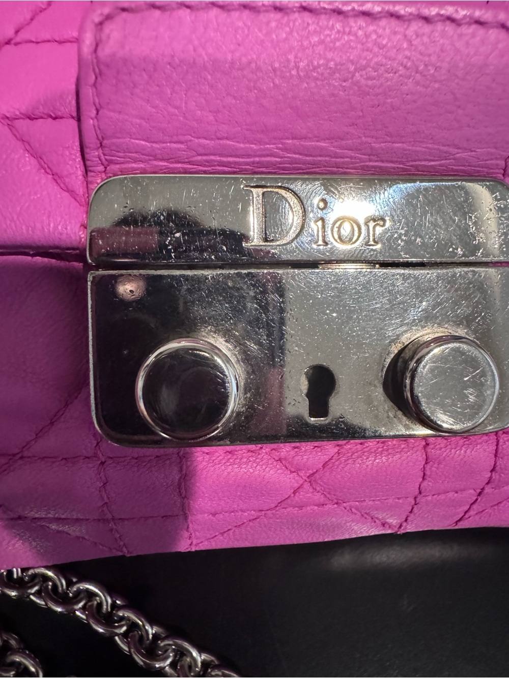 Dior Quilted Leather Chain Crossbody Pouch in Pink - Picture 9 of 12